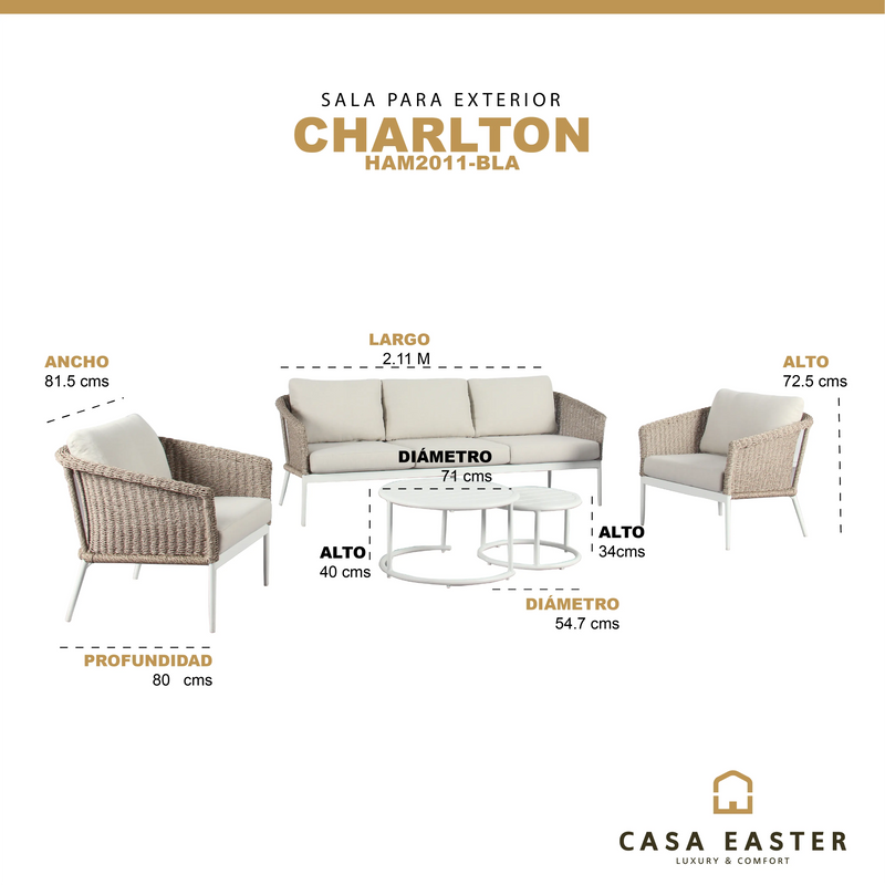 Cargue la imagen en el visor de la galería, Set para interior y exterior color blanco Charlton GLA-63193-23-S CasaEaster