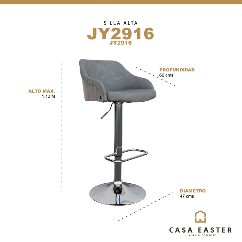 Cargue la imagen en el visor de la galería, Silla Alta de Barra para Interior Color Gris Claro JY2916-JY2916 CasaEaster