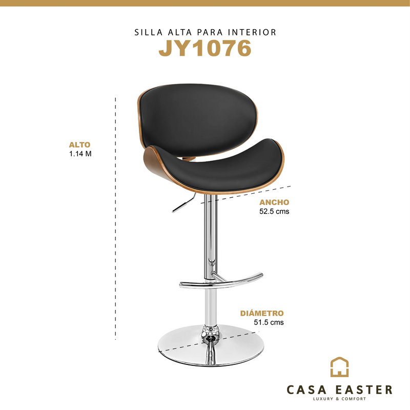 Cargue la imagen en el visor de la galería, Silla Alta de Barra para Interior Color Negro JY1076-JY1076 CasaEaster