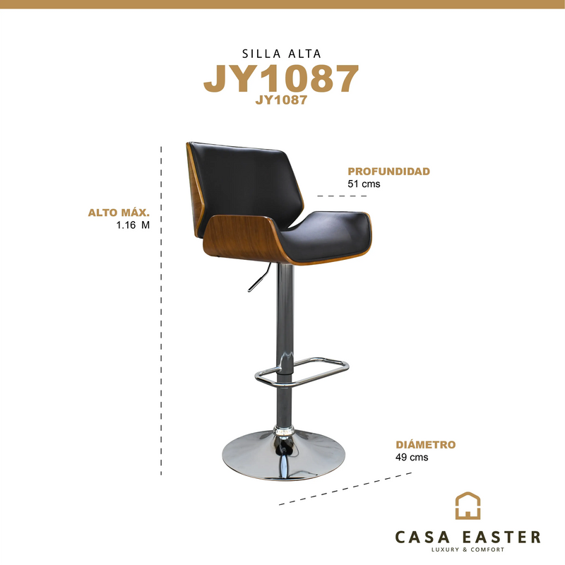 Cargue la imagen en el visor de la galería, Silla Alta de Barra para Interior Color Café/Negro JY1087- JY1087
