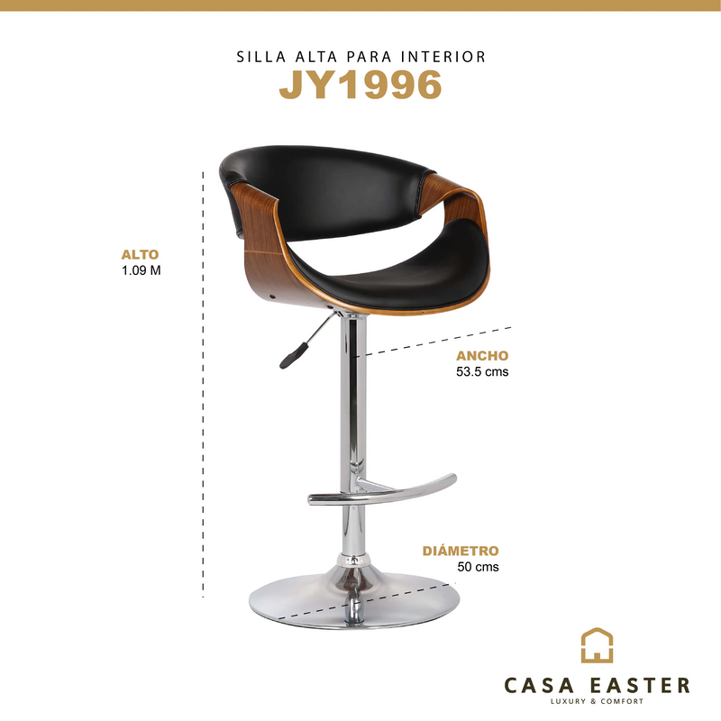 Cargue la imagen en el visor de la galería, Silla Alta de Barra para Interior Color Negro JY1996-JY1996 CasaEaster