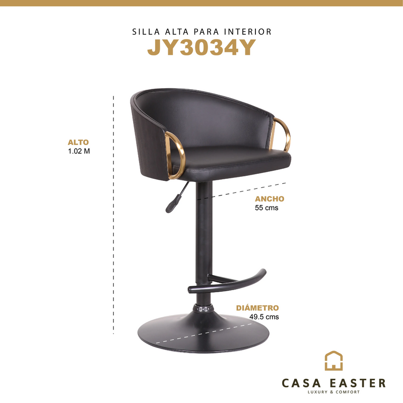 Cargue la imagen en el visor de la galería, Silla Alta de Barra para Interior Color Negro JY3034Y-JY3034Y CasaEaster