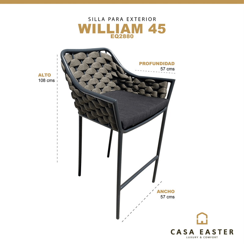 Cargue la imagen en el visor de la galería, Silla Alta de Lazo para Exterior e Interior Color Carbon Dorado WILLIAM-EQ2880 CasaEaster