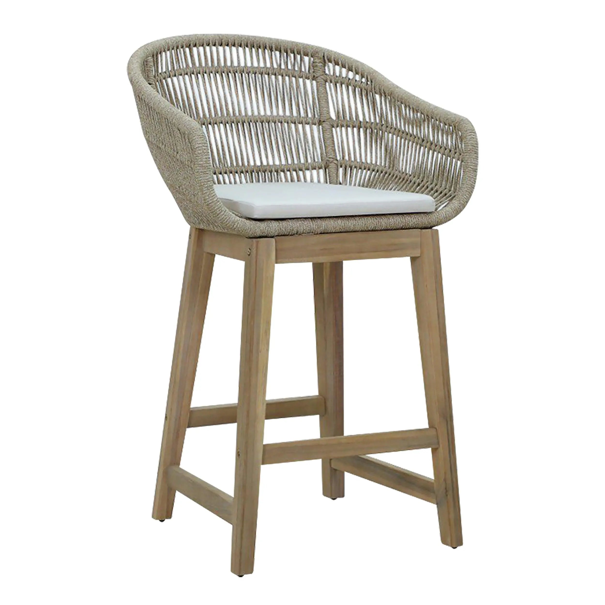 Pack de 2 taburetes altos LEYA madera lacada en color blanco mate con  asiento en color roble - Kiona Decoración