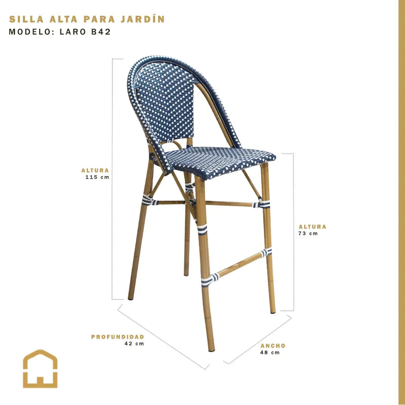 Cargue la imagen en el visor de la galería, Silla Alta para Exterior e Interior De Rattan Color Azul LARO-B42