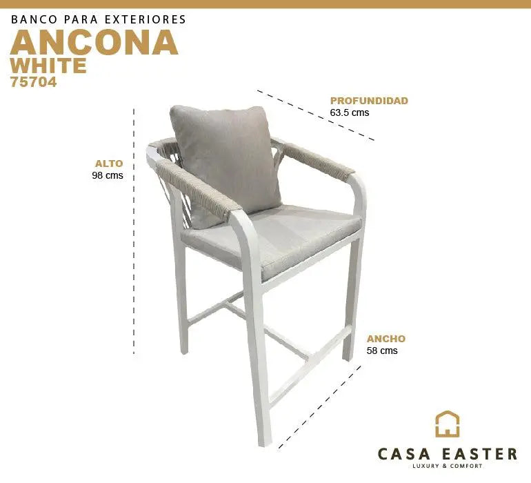 Cargue la imagen en el visor de la galería, Silla Alta para Exterior e Interior de Aluminio Color Blanco ANCONA- 75704
