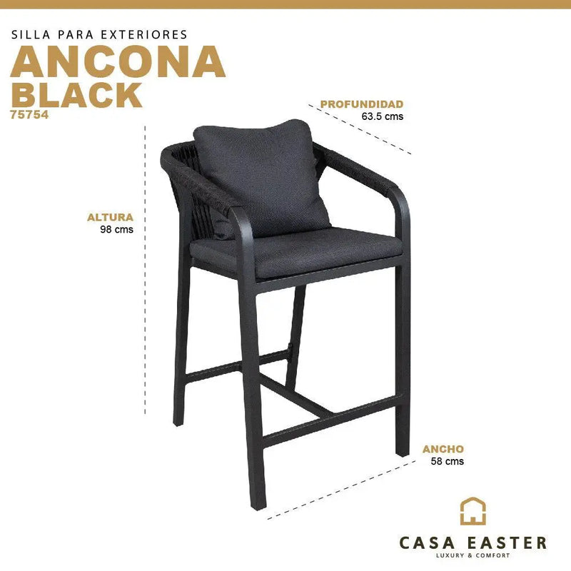 Cargue la imagen en el visor de la galería, Silla Alta para Exterior e Interior de Aluminio Color Carbon ANCONA-75754