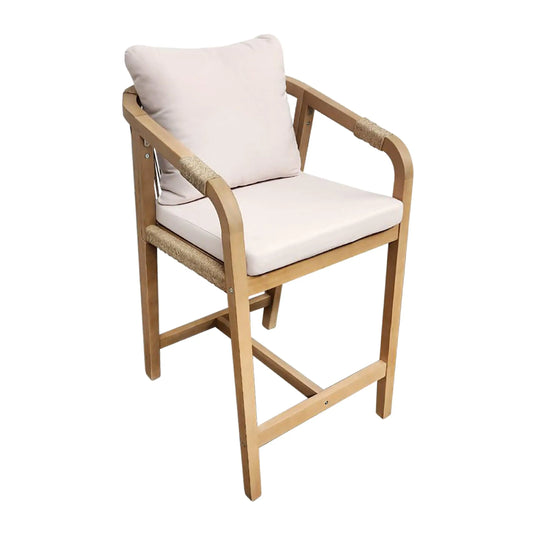 Silla Alta para  Exterior e Interior  de Madera Acacia Color Blanco RIMINI-HUC39107KD