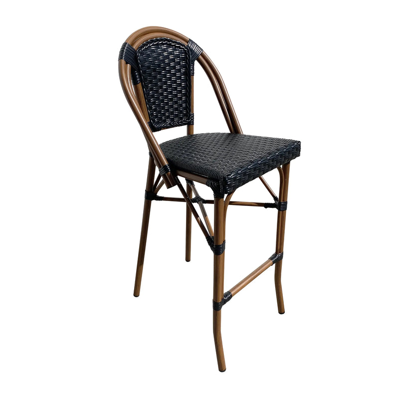 Cargue la imagen en el visor de la galería, Silla Alta para Exterior e Interior de Rattan Color Negra OSESUNA-337760 CasaEaster