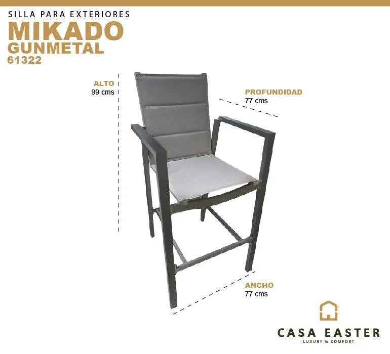 Cargue la imagen en el visor de la galería, Silla Alta para Exterior e Interior de Textileno Color carbon MIKADO- 61322