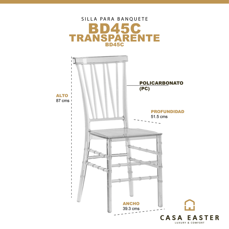 Cargue la imagen en el visor de la galería, Silla BD45C Transparente - BD45C CasaEaster