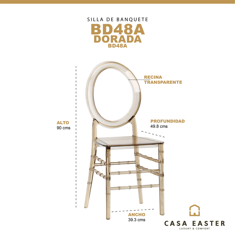 Cargue la imagen en el visor de la galería, Silla BD48A amber tranparente - BD48A CasaEaster