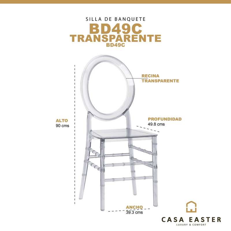 Cargue la imagen en el visor de la galería, Silla BD49C transparente - BD49C CasaEaster