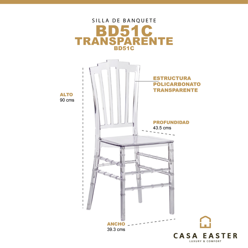 Cargue la imagen en el visor de la galería, Silla BD51C transparente - BD51C CasaEaster