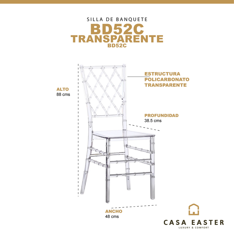 Cargue la imagen en el visor de la galería, Silla BD52C transparente - BD52C CasaEaster