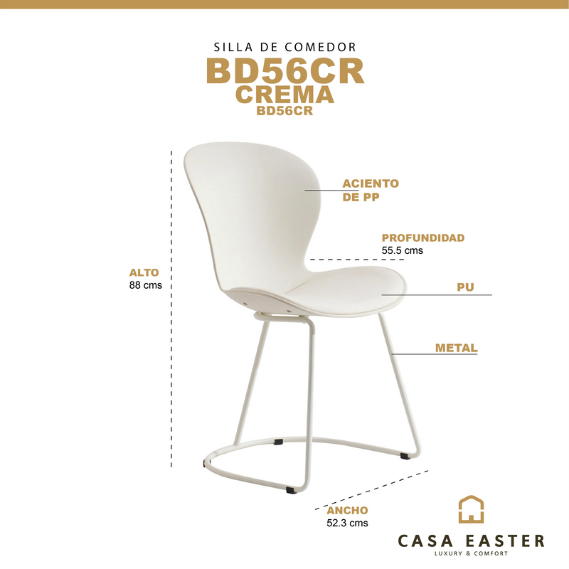 Cargue la imagen en el visor de la galería, Silla BD56CR blanca PP - BD56CR CasaEaster
