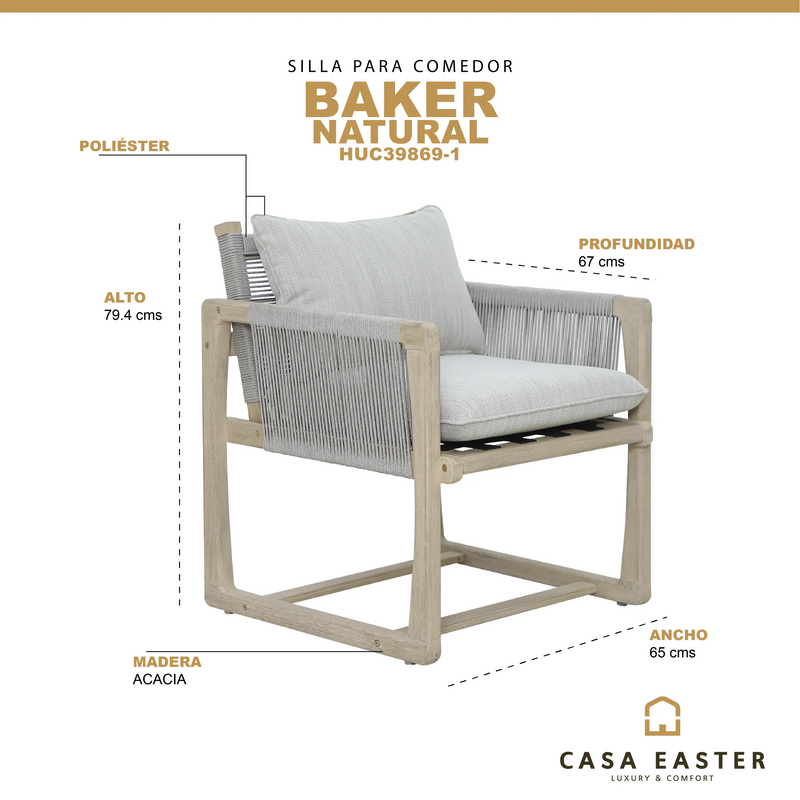 Cargue la imagen en el visor de la galería, Silla Baja entrelasadas con cojin Baker Gris Claro - HUC39869-1 CasaEaster