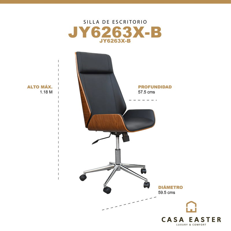 Cargue la imagen en el visor de la galería, Silla   De Escritorio  para Interior   Color Negro -JY6263X-B-JY6263X-B CasaEaster