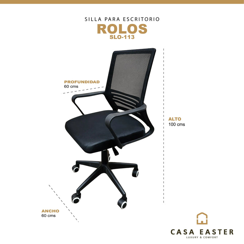 Cargue la imagen en el visor de la galería, Silla De Escritorio para Interior De Aluminio Color Negro-ROLOS-SLO-113