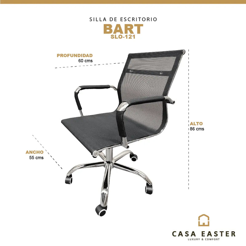 Cargue la imagen en el visor de la galería, Silla De Escritorio para Interior de Aluminio Color Negro BART-BART-SLO121