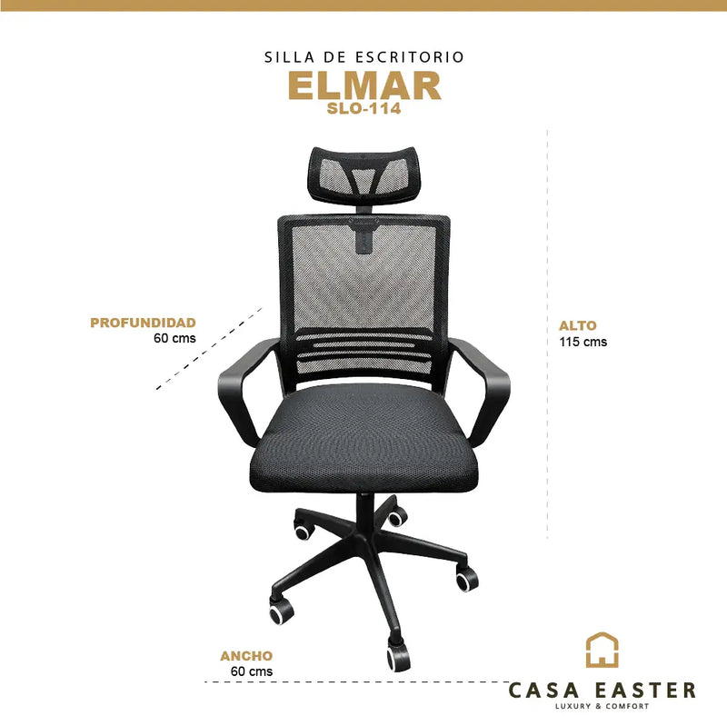 Cargue la imagen en el visor de la galería, Silla De Escritorio para Interior de Aluminio Color Negro-ELMAR-SLO-114