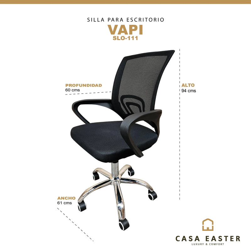 Cargue la imagen en el visor de la galería, Silla De Escritorio para Interior de Aluminio Color Negro VAPI-VAR-SLO-111