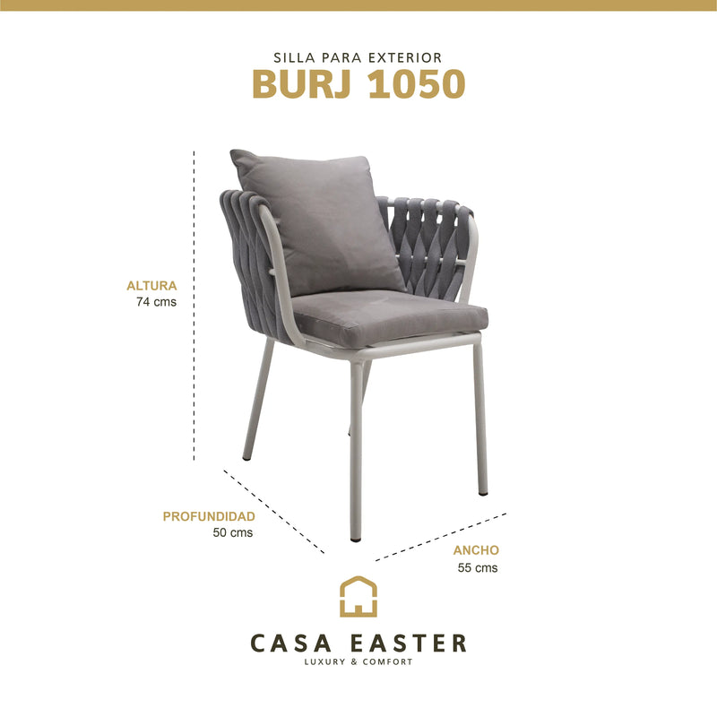 Cargue la imagen en el visor de la galería, Silla De Lazo para Exterior e Interior Color Gris ClaroBURJ 1050 -BU-10 CasaEaster
