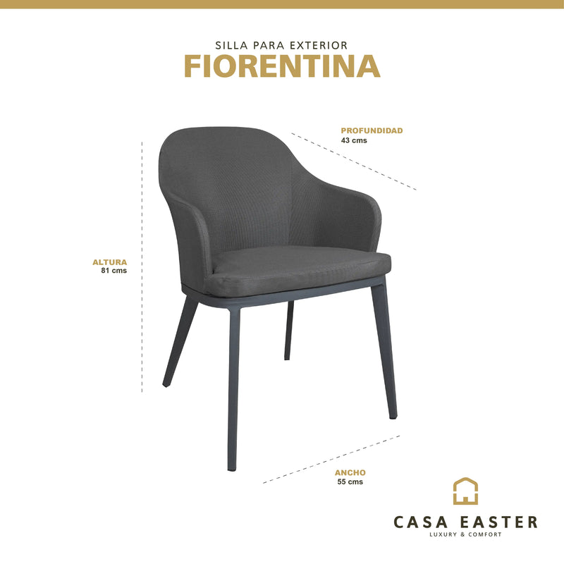 Cargue la imagen en el visor de la galería, Silla Florentina para Exterior e Interior de Aluminio Color Gris Oscuro FLORENTINA- 44727A2