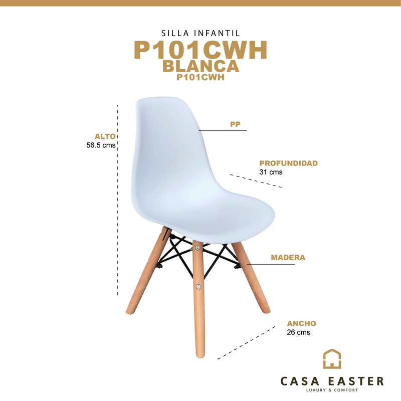 Cargue la imagen en el visor de la galería, Silla Infantil para Interior P101C Color Blanca - P101CWH CasaEaster