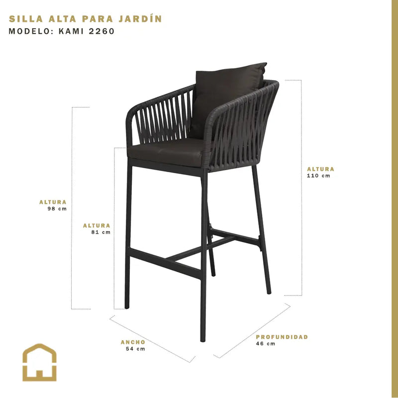 Load image into Gallery viewer, Silla Kami Alta de Lazo para Exterior e Interior Color-Gris CasaEaster