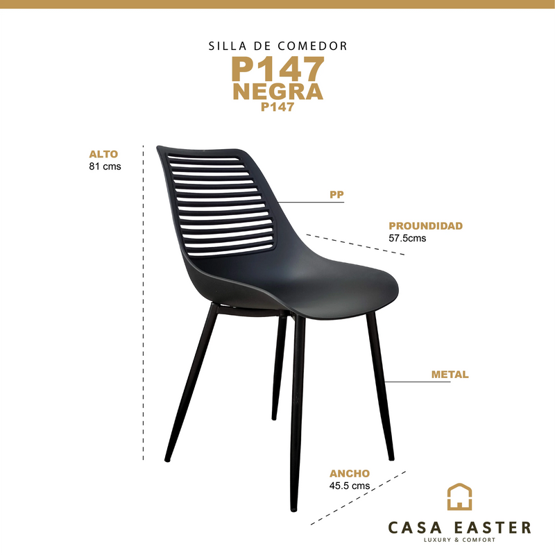 Cargue la imagen en el visor de la galería, Silla P-147 Negra - P147 CasaEaster