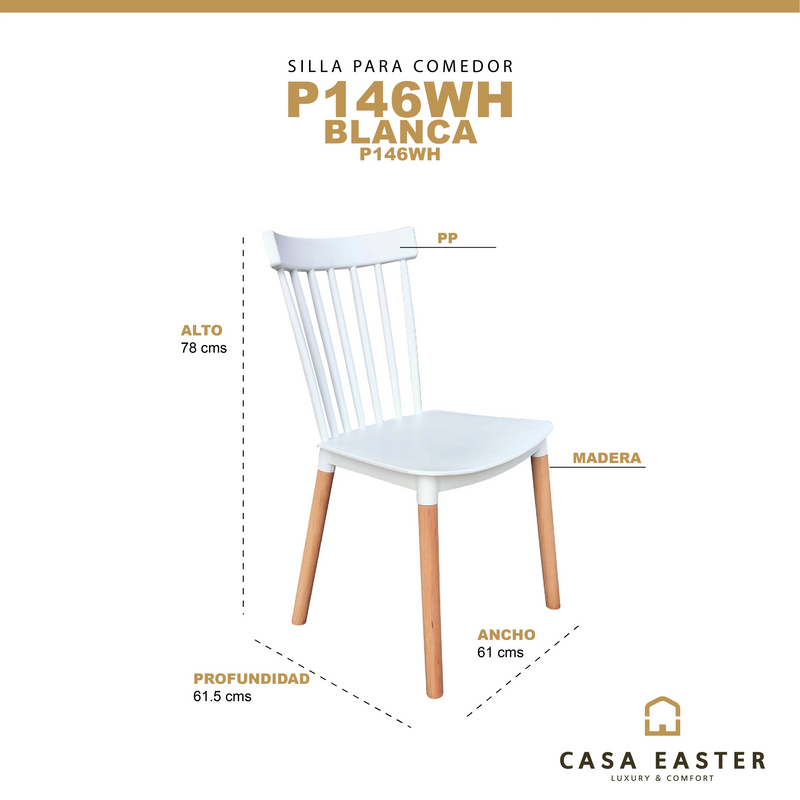 Cargue la imagen en el visor de la galería, Silla P146 Color Blanca - P146WH CasaEaster