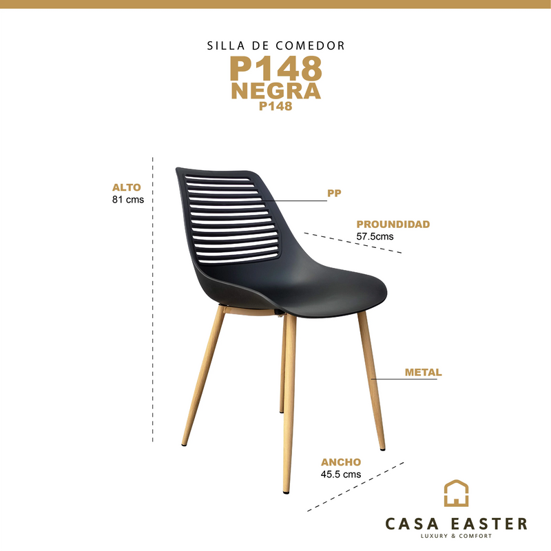 Cargue la imagen en el visor de la galería, Silla P148 Patas Color Natural & Negro - P148 CasaEaster