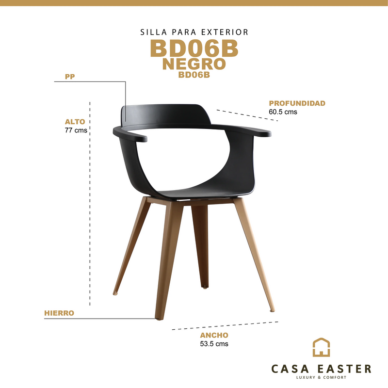 Cargue la imagen en el visor de la galería, Silla PP Color negro - BD06B CasaEaster