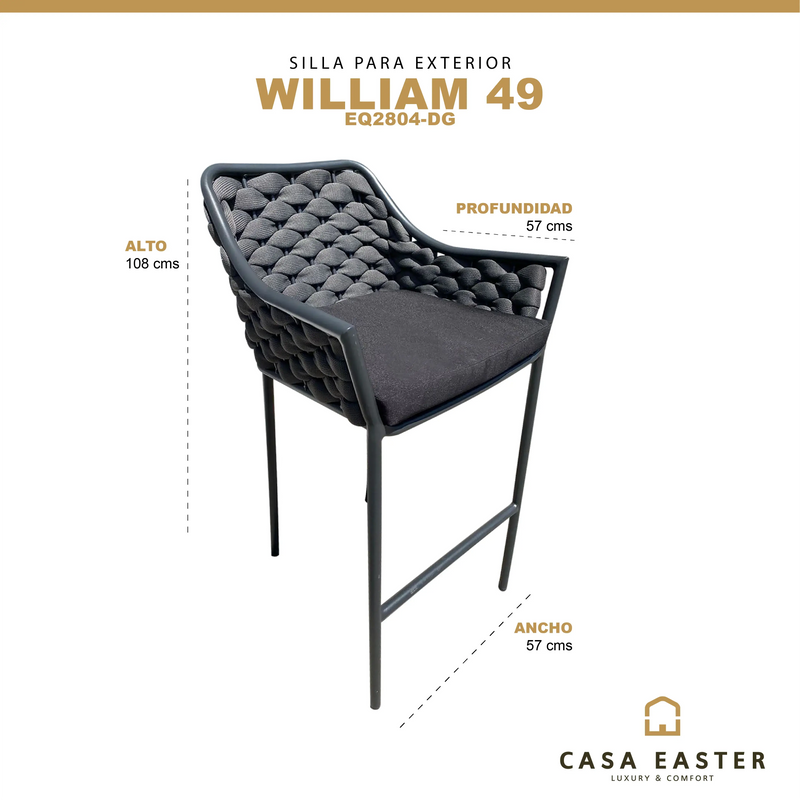 Cargue la imagen en el visor de la galería, Silla William alta de Lazo para exterior e interior Color Negro 49 - EQ2804