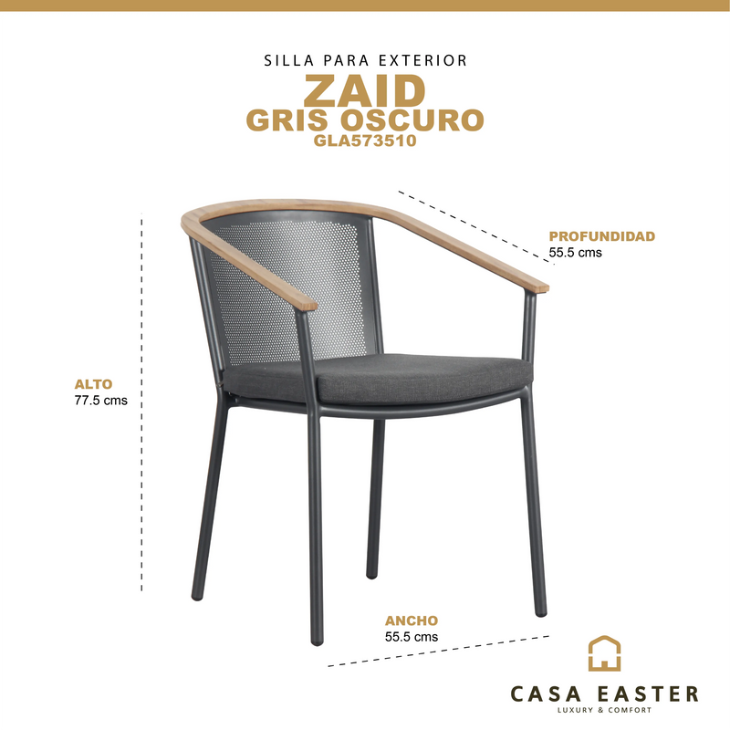 Cargue la imagen en el visor de la galería, Silla Zaid para Interior y Experior Color Gris Oscuro - GLA573510 CasaEaster