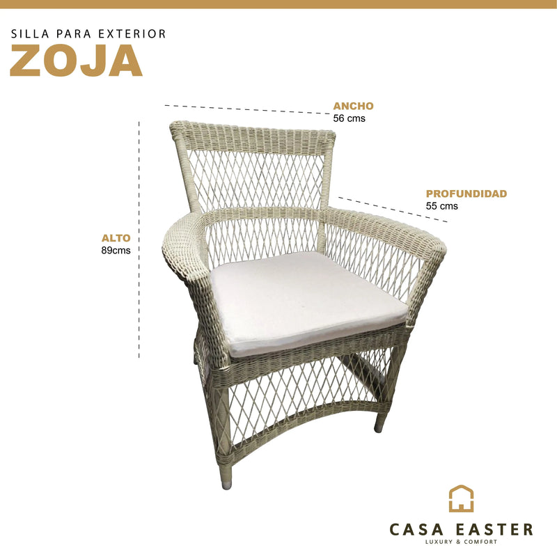 Cargue la imagen en el visor de la galería, Silla Zoja para Exterior e Interior de Rattan Color Blanco - 900525