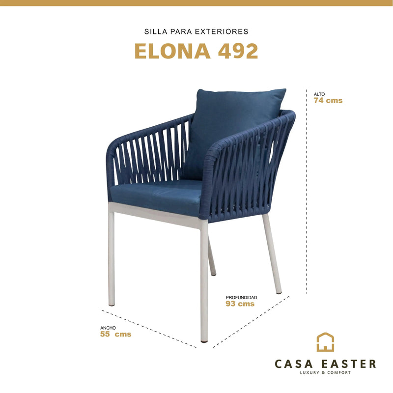 Cargue la imagen en el visor de la galería, Silla de Lazo para Exterior e Interior Color Azul ELONA 492-49 CasaEaster