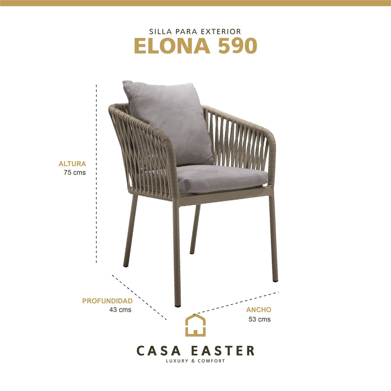 Cargue la imagen en el visor de la galería, Silla de Lazo para Exterior e Interior Color Beige Claro ELONA 590-ZF45