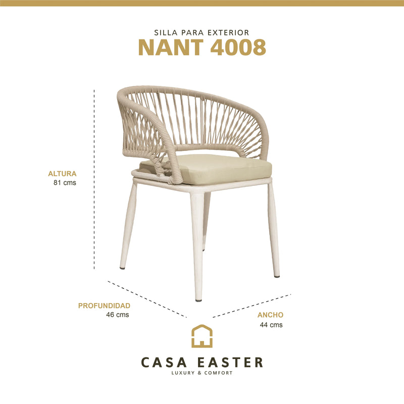 Cargue la imagen en el visor de la galería, Silla de Lazo para Exterior e Interior Color Beige NANT -ZF4008