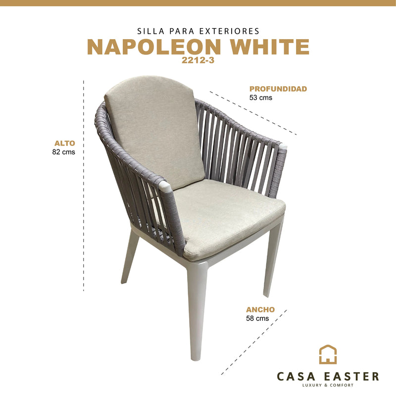 Cargue la imagen en el visor de la galería, Silla de Lazo para Exterior e Interior Color Blanco NAPOLEON-E90802 CasaEaster