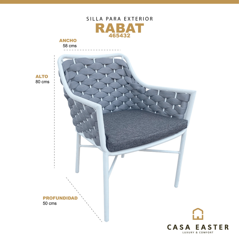 Cargue la imagen en el visor de la galería, Silla de Lazo para Exterior e Interior Color Blanco RABAT- 465432 CasaEaster