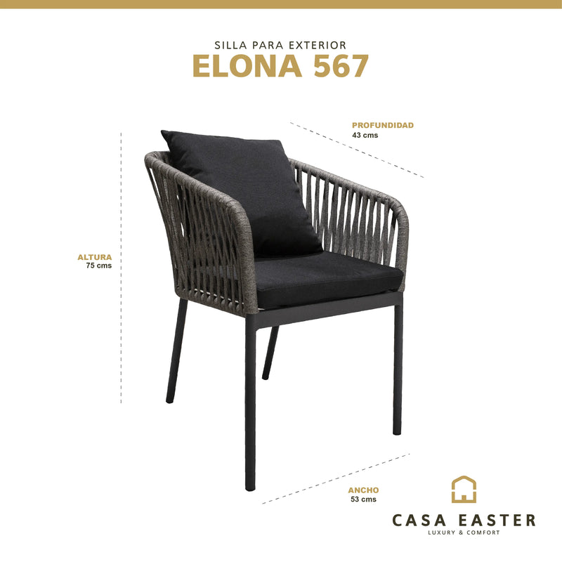 Cargue la imagen en el visor de la galería, Silla de Lazo para Exterior e Interior Color Carbon ELONA 567-El56 CasaEaster