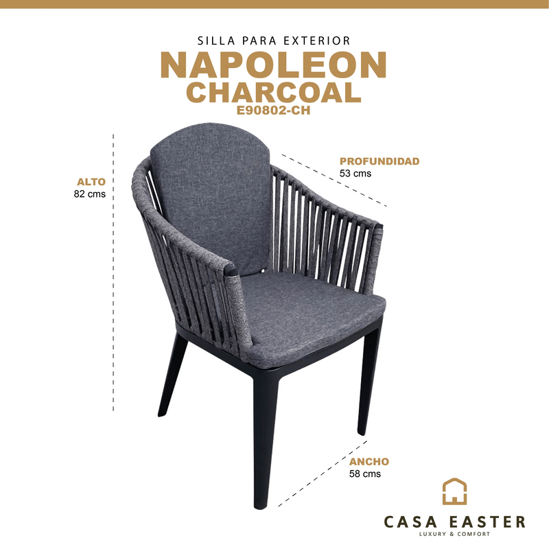 Cargue la imagen en el visor de la galería, Silla de Lazo para Exterior e Interior Color Carbon NAPOLEON-E90802-CH
