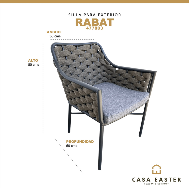 Cargue la imagen en el visor de la galería, Silla de Lazo para Exterior e Interior Color Carbon RABAT-477803