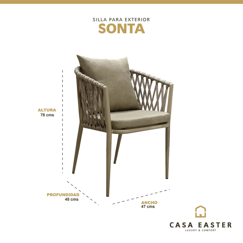Cargue la imagen en el visor de la galería, Silla de Lazo para Exterior e Interior Color Champagne SONTA 706-ZF706