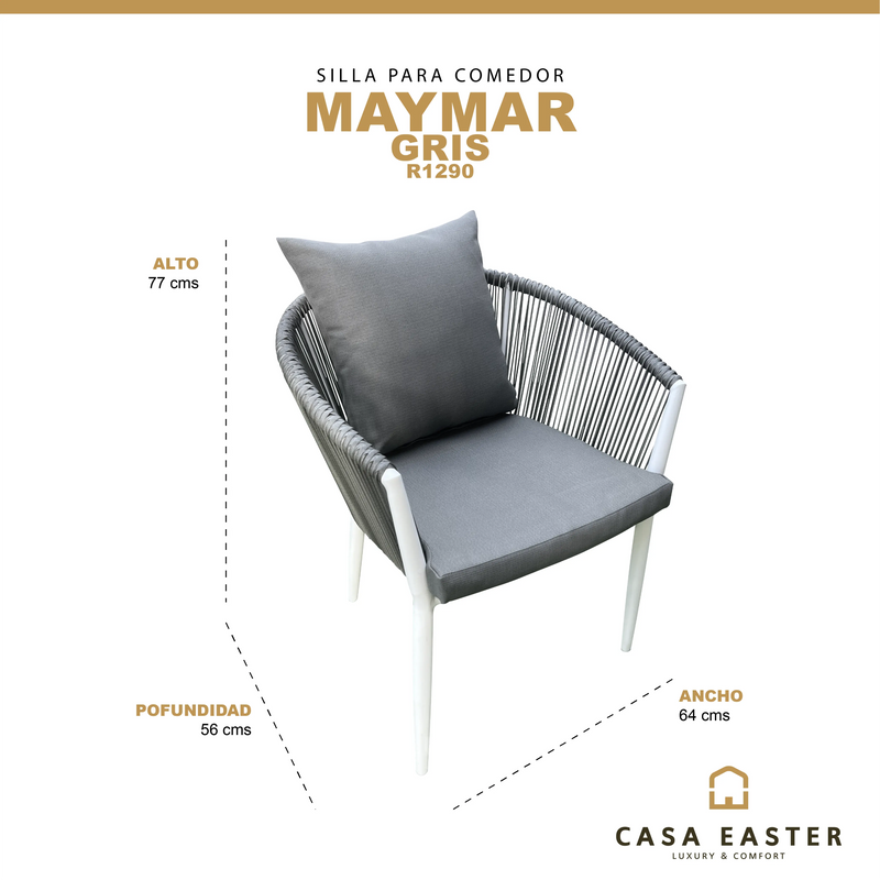 Cargue la imagen en el visor de la galería, Silla de Lazo para Exterior e Interior Color Gris MAYMAR-R1290 CasaEaster