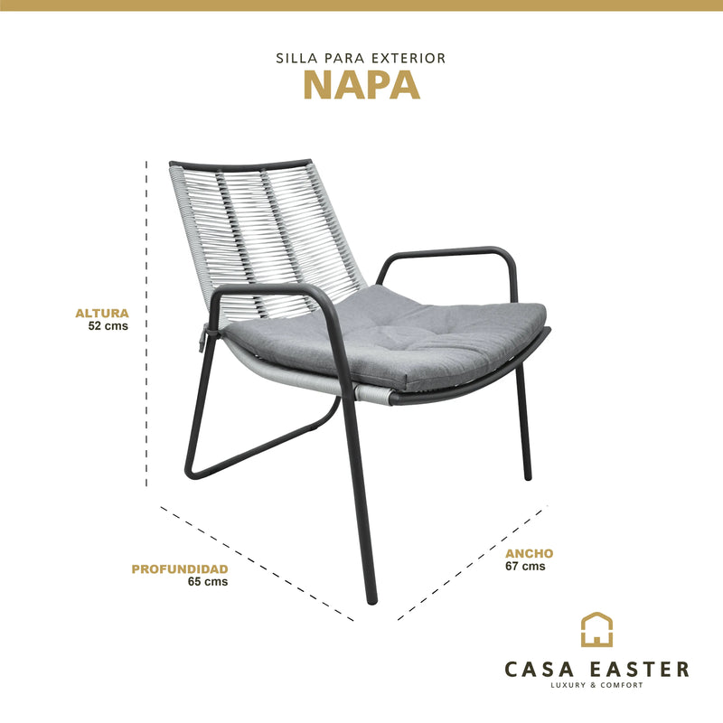 Cargue la imagen en el visor de la galería, Silla de Lazo para Exterior e Interior Color Gris NAPA-NPA