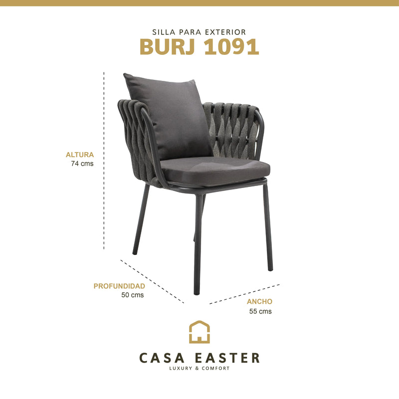Cargue la imagen en el visor de la galería, Silla de Lazo para Exterior e Interior Color Gris Oscuro BURJ1091-ZF008 CasaEaster