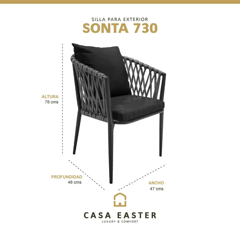 Cargue la imagen en el visor de la galería, Silla de Lazo para Exterior e Interior Color Gris Oscuro SONTA 730-ZF41